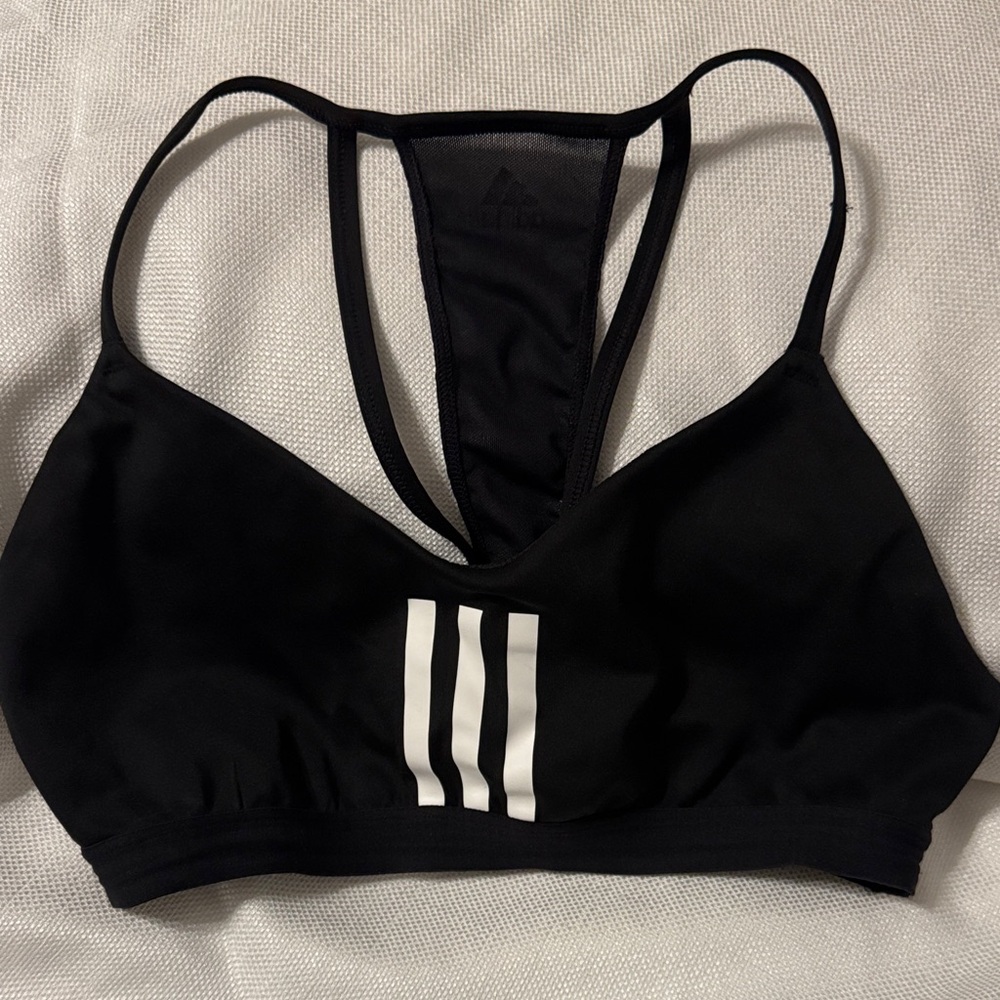 Adidas Black and White Strappy Sports Bra